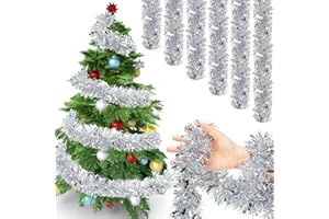 Anguxer Weihnachtsbaum Dekoration Girlande, 6 PCS Lametta Girlande Weihnachten, für Weihnachtsbaum Dekoration, Weihnachtsfeier, Hochzeit, Geburtstagsparty