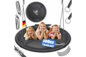 KESSER® Nestschaukel Tellerschaukel Hängeschaukel Rundschaukel Ø 120cm Schaukel bis 300kg belastbar mit Kissen & 4 Griffen verstellbar Kinderschaukel Indoor & Outdoor für Kinder & Erwachsene Anthrazit