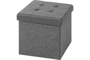 ‎WOLTU WOLTU® SH06-W Stool with Storage Space, Cube Seat, Seat Foldable Chest Storage Box Removable Lid Padded Canvas Seat 37.5 x 37.5 x 38 cm (L x W x H)