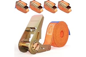 HELDENWERK 4 sztuki pasów mocujących z grzechotką, 4 m, 5 m lub 6 m, z certyfikatem TÜV/GS, z podwójnym szwem, pasy mocujące, odporne na warunki atmosferyczne i wytrzymałe