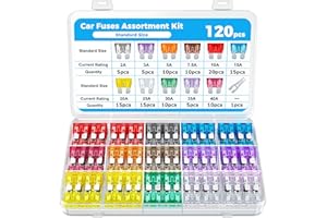Xibao KFZ Sicherungen,Auto Sicherungen Set,Autosicherungen Set Gemischt,2A 3A 5A 7.5A 10A 15A 20A 25A 30A 35A 40A,Flachsicherungen KFZ,Geeignet für Autos,LKWs,SUVs,ATVs,UTVs,Wohnmobile (120 Stück)