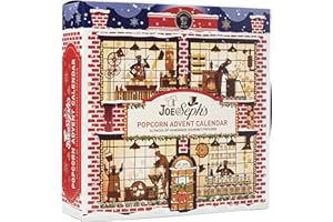 BURMONT'S SPECIALITY GIFTS Joe & Seph’s Classic Gourmet Popcorn Christmas Advent Calendar 175g - 24 Packs Of Handmade Gourmet Popcorn