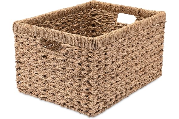 Decorasian Panier de rangement pour étagère en jonc de mer – très stable