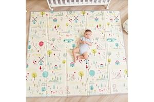 SUPERBE BEBE Mata do zabawy, dwustronna i nietoksyczna, gruba, składana, wodoszczelna mata z pianki. Do pokoju dziecięcego dla chłopców lub dziewczynek. Duży format 180 x 200 x 1.5cm