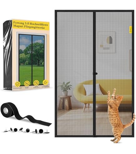 Magnetisch vliegengaas voor apalustdeur, netgordijn, magnetische afdichting van boven naar beneden met automatische sluiting, houdt de lucht binnen fris (110 x 210 cm, zwart