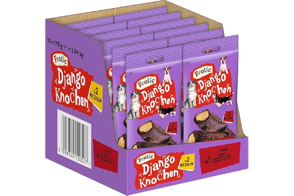 Frolic Hundsnacks hundgodis Django medium ben för medelstora hundar 10–25 kg med nötkött, 24 stycken (12 x 2 stycken)
