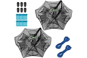 ‎QUALYQUALY QualyQualy Angelköderfalle Krabbennetz Angelfalle für Elritze/Krabben/Garnelen/Crawdad mit Seil, 6/8/10 Löcher Großer Raum Fischernetz