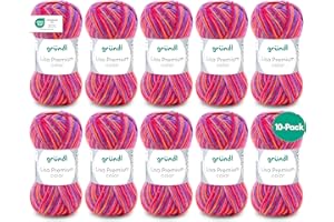 ‎GRÜNDL Gründl Wool Lisa Premium Colour - Yarn for Knitting with Colour Gradient - Knitting Yarn - Crochet Yarn - Soft and Skin Friendly - 100% Polyacrylic 10 Balls 50 g / 133 m - Needle Size 3.5-4.5