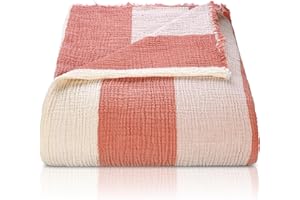 BOHORIA® Muślinowy koc do wtulania się (ciepły, 4-warstwowy), "Linea", bardzo duży, 230 x 230 cm, 100% bawełna, narzuta na sofę, fotel i łóżko, koc do przytulania, koc na sofę, koc do mieszkania (230