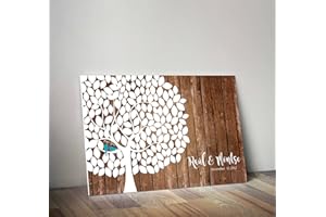 SETECIENTOSGRAMOS Libro de firmas "Arbol" | Crea un cuadro con la firma de tus invitados | Original y Personalizado | 90cm x 60cm (Madera Clara 5mm)