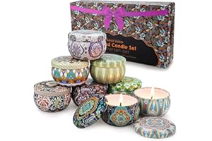 YINUO LIGHT Candele Profumate, 8 * 70g Candele in Vasetto,Candela Profumata con Note Ambrate e Muschiate,Candela di Soia Naturale da Che Brucia Fino a 100h,Regalo Donna,Compleanno Regalo Amica