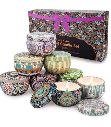 Set 3 Candele Profumate In Vetro - Cera Di Soia 100%, Aromi Lavanda Vaniglia Rosa - 150 Ore Totali - Regalo Donne