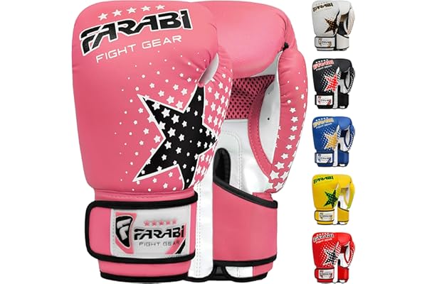 Gants de Boxe pour Enfants Farabi 6 oz, Gants d'entraînement de Kickboxing Muay Thai MMA, Meilleurs Gants pour l'entraînement sur Sac de Boxe, tampons de Mise au Point Pratique