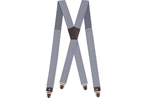 PIERROT Bretelles Homme Larges Premium Made in France - Taille Unique Ajustable - Elastique Renforcé et Finitions en Cuir - 4 Pinces Ultra Fortes en X - Garantie à vie