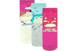 Squishmallows Socks | 3-pak Dziecięcych Skarpetek z Bawełny | Skarpetki Squish Squad dla Dziewcząt, 3 Sztuki