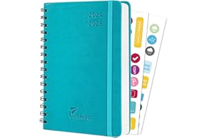 JOKISA Agenda 2025 Settimanale, Planner Giornaliera A5, Diario Scuola con Copertina in Pelle di alta,Rilegatura a Spirale, Pagine Facili da Girare e Distesi, Adatta per Uffici e Scuole (Blu)