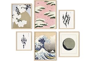 HAUS AND HUES Japanische Poster Galerie Wandkunst 6er Set - Naturposter Japanische Poster Japanische Wanddrucke Traditionelle Japanische Kunst Japanische Malerei Vintage Japanisches Poster (ungerahmt)