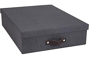 Bigso Box of Sweden organisateur de bureau pour documents A4, brochures, etc. – rangement bureau avec couvercle et poignée – boite de rangement en panneau de fibres et papier – noir