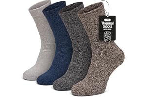 All Things Accessory Mens Thermal Socks, 4 Pairs of Thick Merino Wool-Blend Boot Socks, Perfect for Hiking and Outdoor Winter Wear, Breathable