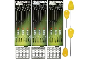 Shaddock 18pcs Carp Fishing Hair Rigs - Boilie Hooklength Braided Line Hooks With Stoppers - Handmade Fishing Tackle