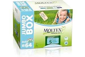 Moltex Nature No. 1 Ökowindeln, Jumbopack, Größe 5 (Junior), 11-25 kg, (1 x 64 Windeln)