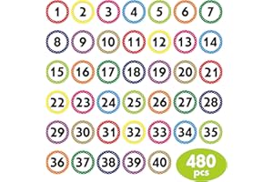 HEBAYY 480 Stücke Aufkleber mit Polka Dot und Nummern 1-40 Für Büro, Klassenzimmer, Organisieren (Durchmesser 2,5 cm)