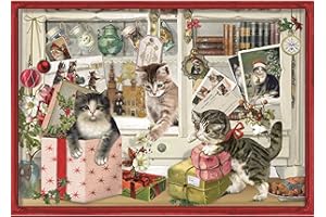 CAROUSEL HOME AND GIFTS Carousel Home Traditional Christmas Advent Calendar | The Playful Christmas Kittens Door Advent Calendar | Animal Christmas Picture A4 Advent Calendar