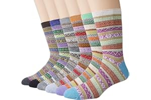 Justay Comf 6Pairs Mens Wool Socks, Thick Thermal Warm Breathable Crew Socks for Winter， Best Gift (Brown/Green/Red/Blue/Light Blue/Black),6-11