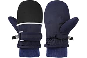 QKURT Dziecięce rękawice narciarskie, wodoodporne zimowe rękawiczki śniegowe, dla maluchów, grube ciepłe rękawiczki zimowe z podszewką, dla chłopców i dziewcząt