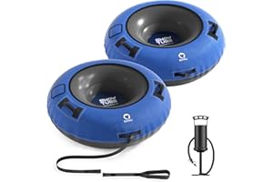 QPAU Lot de 2 tubes à neige avec housse en toile de qualité supérieure pour enfants et adultes, tubes à neige gonflables et robustes de 122 cm fabriqués en fond épais, luge d'hiver amusants pour