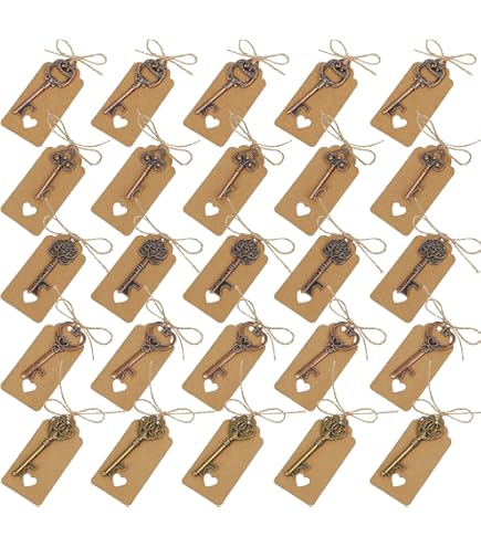 40 Pezzi Apribottiglie A Chiave Vintage - Per Matrimoni, Bomboniere E Decorazioni Rustiche Con Sacchetti