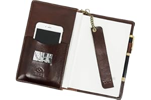 Time Resistance Porta Agenda in Pelle Formato A5 con Quaderno da 320 Fogli Bianchi – Diario in Pelle Vintage Realizzato a Mano – Taccuino in Pelle con Portacellulare