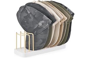 Mkono Hat Organizer for Baseball Caps, Hat Holder for 10 Baseball Caps, Tabletop Hat Rack Stand Hat Storage Display Baseball Cap Organizer for Desk Closet Shelf Dresser, White