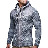 Leif Nelson Giacca Uomo in Maglia con Cappuccio Cardigan LN-20525