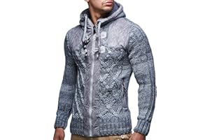 Leif Nelson Męski kardigan kurtka z kapturem LN-20525