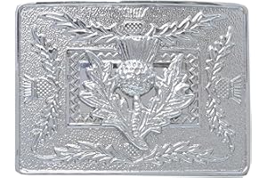 KILT MANIA Celtic Thistle Kilt Belt Buckle – Traditional Scottish Thistle Design, Highland Men’s Accessory, Crafted Pewter for Classic Kilt Attire