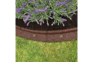 ECOSHAPE FlexiBorder - Lawn Edging Border - Flexible Garden Edging Border for Grass Lawns - Pathways - Raised Borders - Artificial Grass - Brown - 6 x 1m Lengths