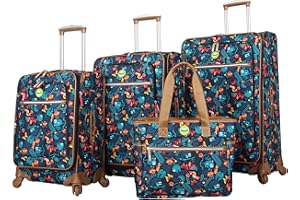 Lily Bloom Luggage Set 4 Piece Suitcase Collection With Spinner Wheels For Woman, Sloth To Me Navy, One Size