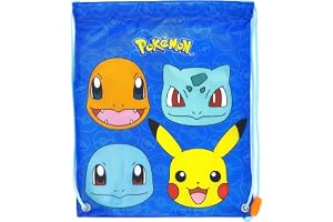 STOR Gympåse Barn Pokémon - Påse med Dragsko och Handtag för Mellanmål och Lunch - Textil 30x25cm - Perfekt Skola Förskola Ut