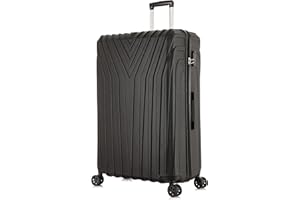 DK Luggage 24" Medium Hard Shell Suitcase Luggage 4 Wheel Spinner ABS101 (Black ABS-101, 24" Medium)