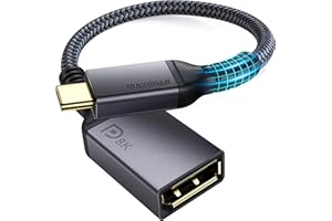 Maxonar USB C to DisplayPort Adapter 8K@60Hz DP1.4 4K@60Hz/144Hz/120Hz 5K@60Hz 2K@240Hz Thunderbolt 3 to DisplayPort Adapter HBR3 DSC for M1 MacBook Mac mini Dell XPS Razer Blade MSI VESA Certified