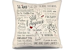 AOSUMIN 14 Ans de Fabulosité Housse de Coussin pour Anniversaire 14 Ans Fille Garçon Fille Fils Petite-Fille Petit-Fils Nièce 14ème Anniversaire Cadeau 10-100 Ans Housse de Coussin pour Anniversaire(14-a)