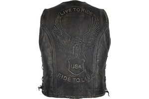 MDM - Gilet in pelle con aquila in rilievo