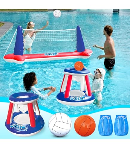 Pool Toys G-Loco Pool Volleyball Set And Pool Basketball Hoops
