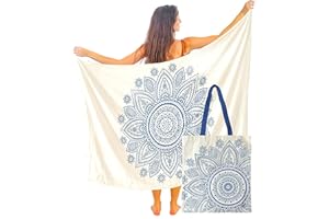 Mandala Life ART Paréo de Plage pour Femme - avec Sac - Boho Chic Cache Maillot - Sarong - Tapisserie