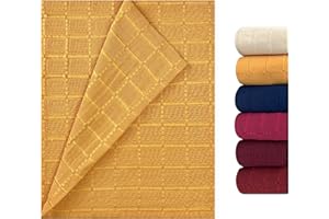 GFD - Colcha Multiusos Clásica para Sofá y Cama Algodón Poliéster, Manta Foulard Cómoda y Suave, Plaid para Cama Colores Vivos, Cubrecama, Cubre sofá (Amarillo, 240 x 270)