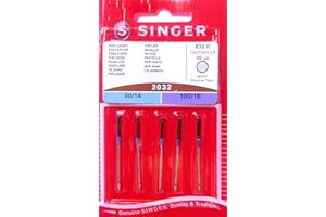5 Original Singer Nähmaschinen Nadeln 2032 Stärke 90/14 und 100/16 für Leder 130/705 H-LR
