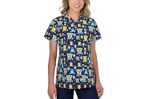 B-well Bambina Schlupfkasack Damen Kasack Kurzarm V-Ausschnitt Kasacks Damen Pflege Motiv