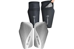 AIRSFISH Soccer Shin Guards for Kids Youth Adults,Shin Pads and Sleeves with Optimized Insert Pocket EVA Cushion,Reduce Shocks and Injuries for Boys Girls Men for Football Games