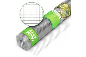 LAINFELD Rejilla de alambre de malla fina | 5 x 0,5 metros | Rejilla para roedores para bancales altos con malla de 6,3 mm | Alambre para conejos para aviarios